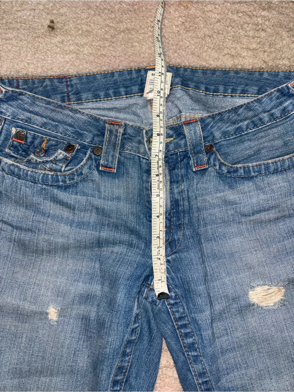 True Religion Joey Blue Denim Jeans Row Seat W 30 L 32 Actual 32”x32”
